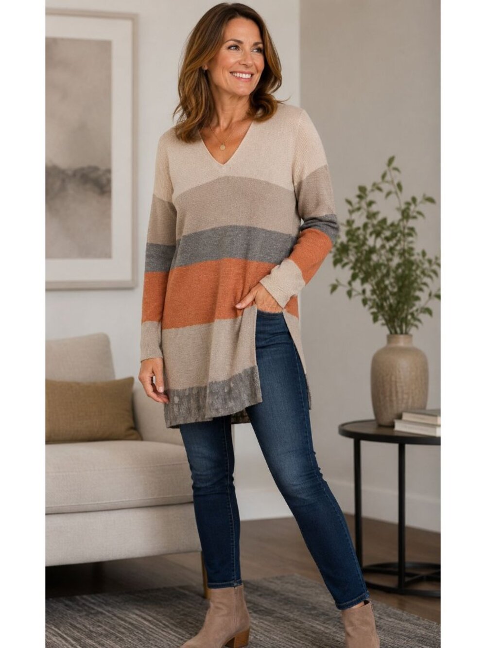 NWT $1775 Fabiana Filippi Metalic Knit Tunic Sweater Dress Multi Size US 4